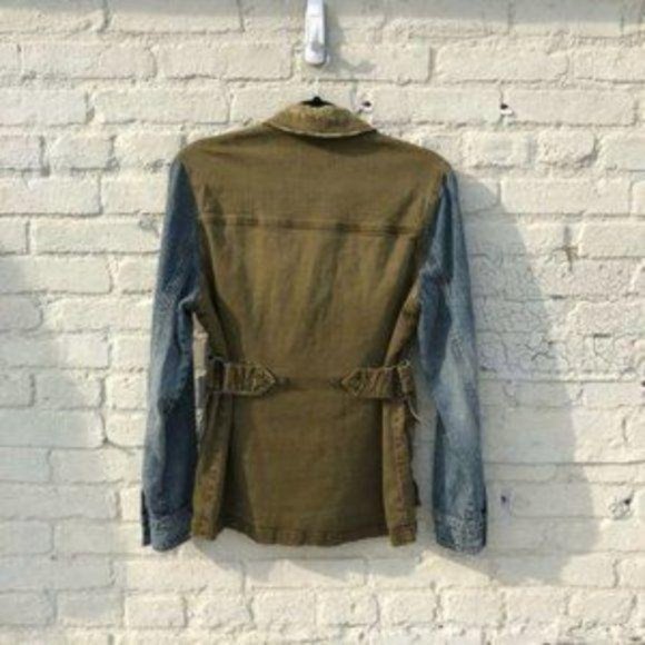 Current Elliott Distressed Military Jean Jacket XS - Picture 6 of 8